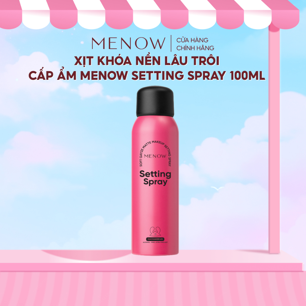XỊT KHÓA NỀN LÂU TRÔI CẤP ẨM HƠI THỞ SƯƠNG MÙ MENOW SETTING SPRAY 100ml