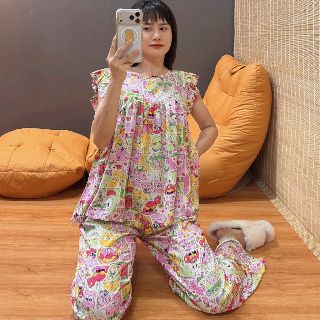 Bộ tole quần 9 tấc, áo cánh tiên 2 lớp, hàng may kỹ 43-90kg - Nocnhamacdobo
