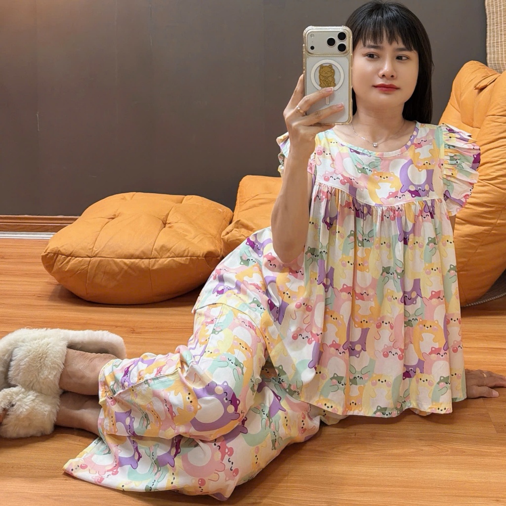 Bộ tole quần 9 tấc, áo cánh tiên 2 lớp, hàng may kỹ 43-90kg - Nocnhamacdobo