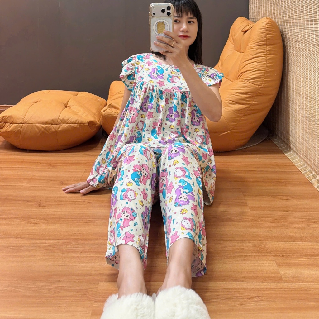 Bộ tole quần 9 tấc, áo cánh tiên 2 lớp, hàng may kỹ 43-90kg - Nocnhamacdobo