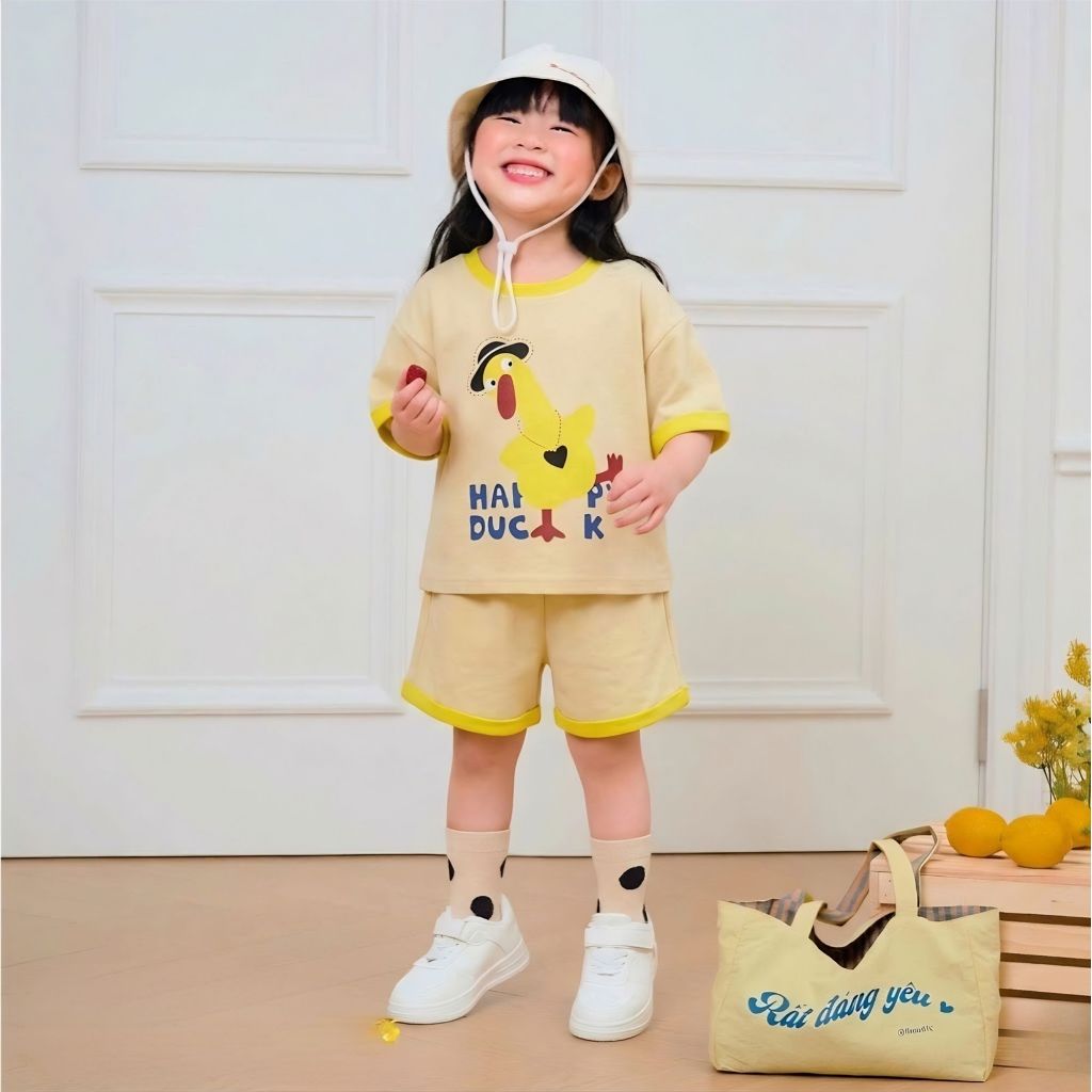 Bộ quần áo bé gái Vịt Duck sz 9- 38 kg mùa hè, bộ chất cotton mềm mát thấm hút mồ hôi
