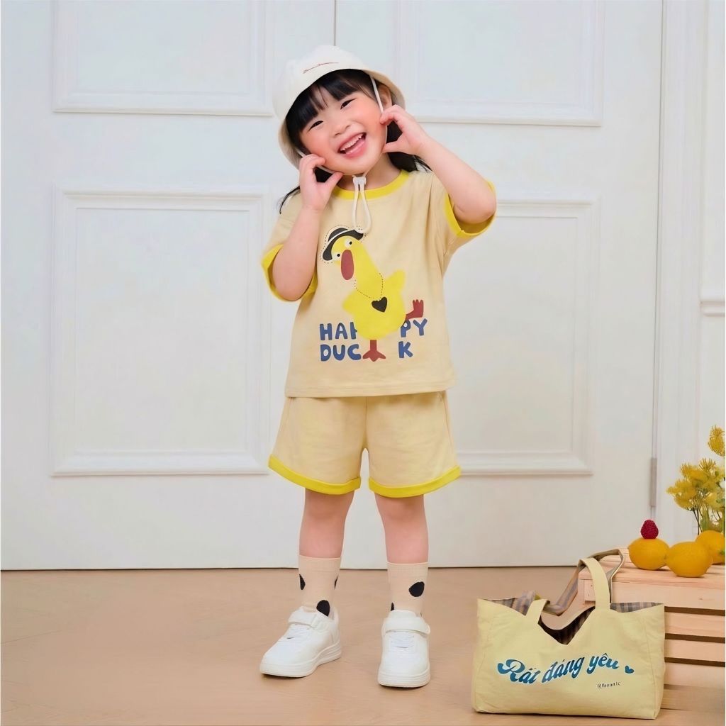 Bộ quần áo bé gái Vịt Duck sz 9- 38 kg mùa hè, bộ chất cotton mềm mát thấm hút mồ hôi