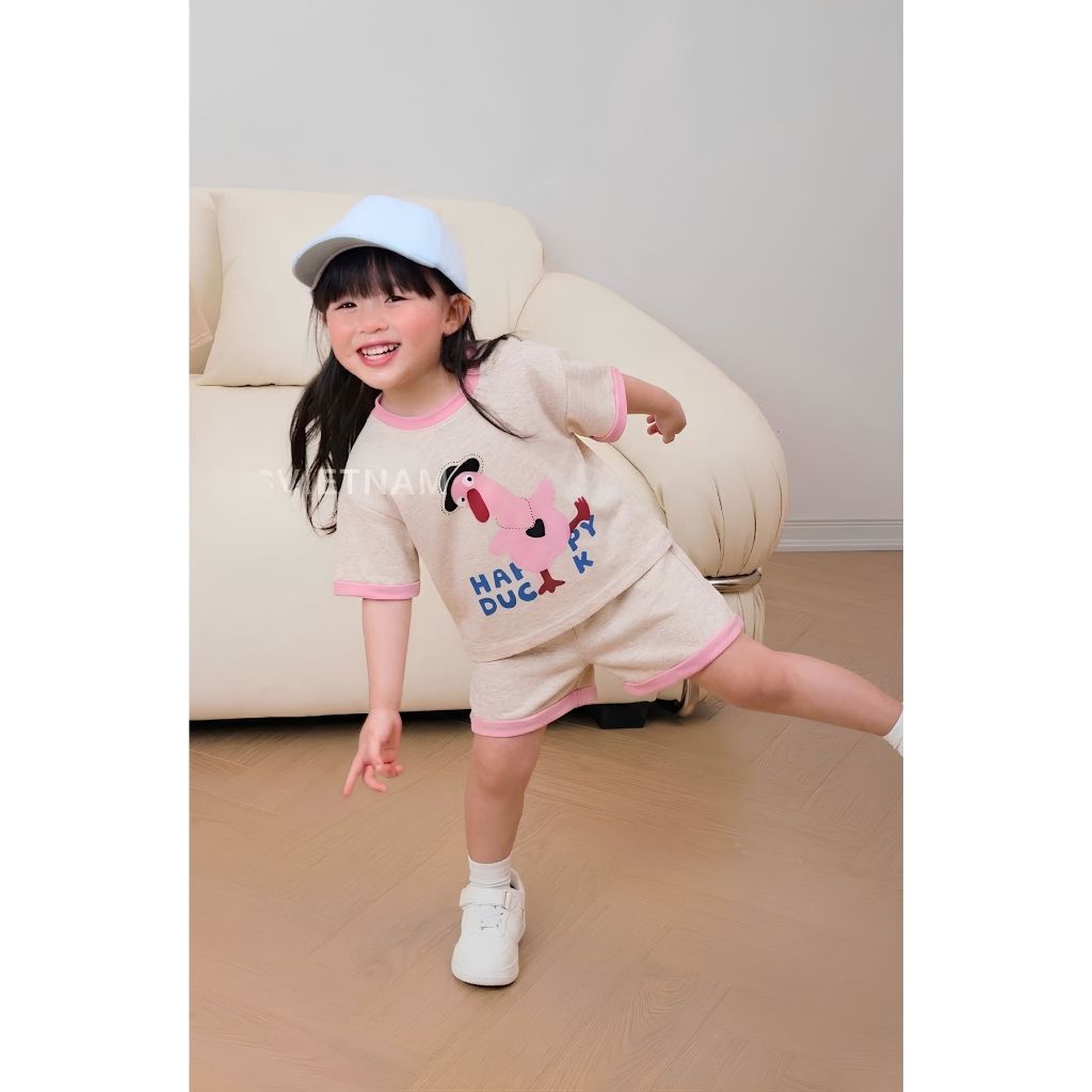 Bộ quần áo bé gái Vịt Duck sz 9- 38 kg mùa hè, bộ chất cotton mềm mát thấm hút mồ hôi