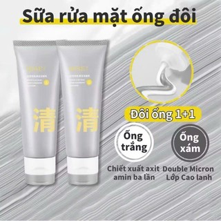 Set 2 Sữa Rửa Mặt Bùn Khoáng QISE 2in1 100ML, Sữa Rửa Mặt Sạch Sâu Giảm Mụn Kiềm Dầu, Dưỡng Ẩm, Sáng Da Mềm Mịn, Vân Thỏ