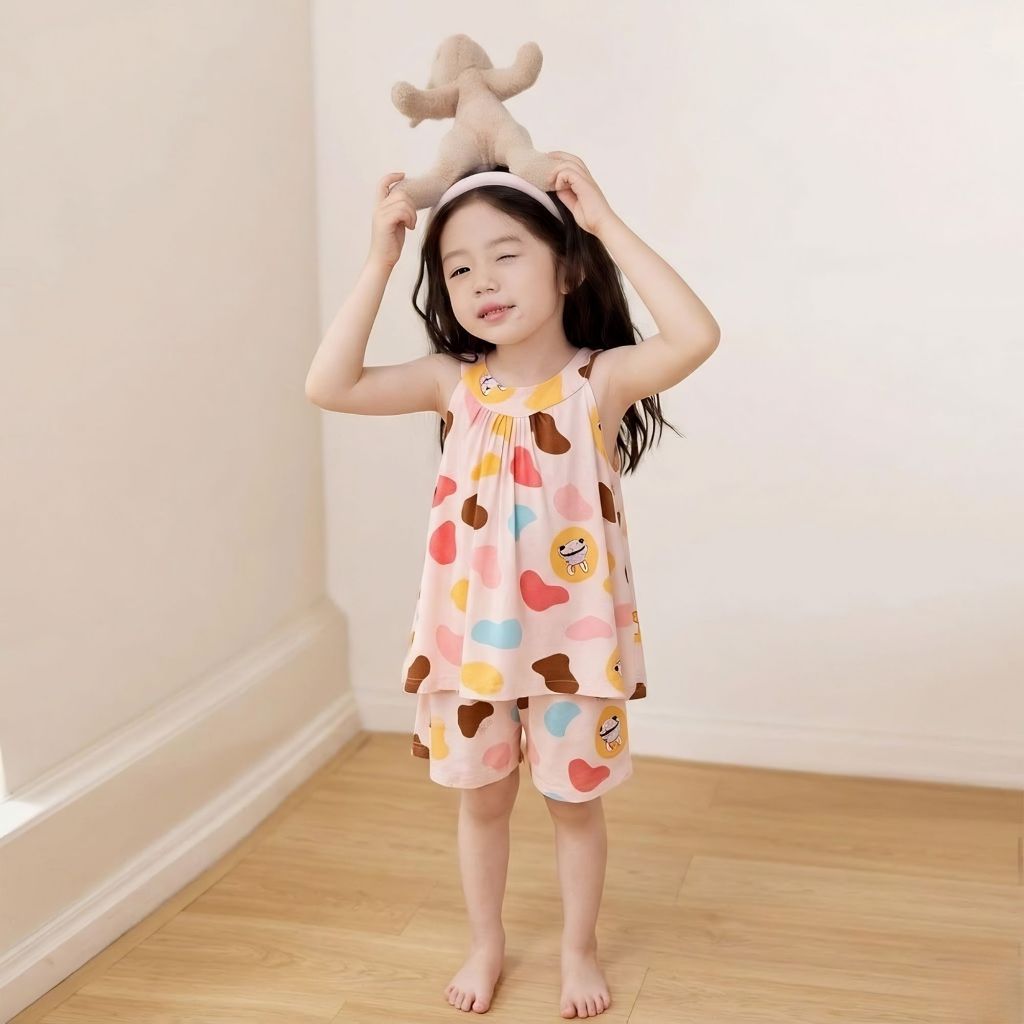 Bộ đồ đi biển mẫu 3 lỗ TĂM GÂN bé gái mùa hè chất tăm mềm mát thấm hút mồ hôi size 9 - 38kg