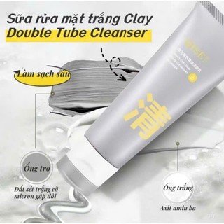 Set 2 Sữa Rửa Mặt Bùn Khoáng QISE 2in1 100ML, Sữa Rửa Mặt Sạch Sâu Giảm Mụn Kiềm Dầu, Dưỡng Ẩm, Sáng Da Mềm Mịn, Vân Thỏ