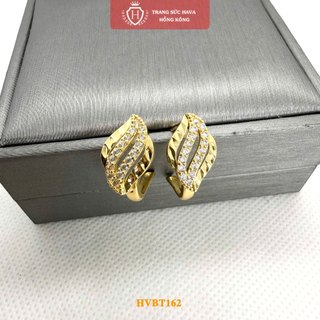 Bông Tai Nữ Titan Hình Cánh Lá Đính Đá Lấp Lánh – Xi Mạ Vàng 18K - Trang Sức Hava - HVBT162