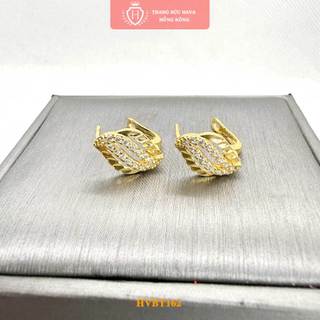 Bông Tai Nữ Titan Hình Cánh Lá Đính Đá Lấp Lánh – Xi Mạ Vàng 18K - Trang Sức Hava - HVBT162