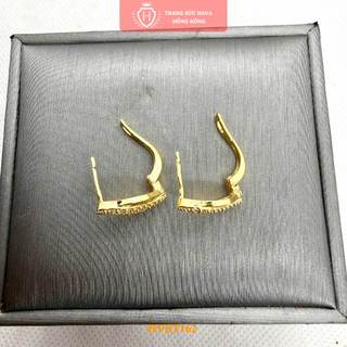 Bông Tai Nữ Titan Hình Cánh Lá Đính Đá Lấp Lánh – Xi Mạ Vàng 18K - Trang Sức Hava - HVBT162