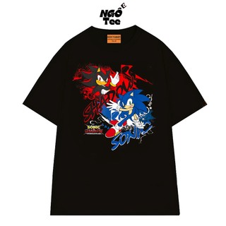 Áo Thun Unisex NGỐ TEE Hoạt Hình Nhím Sonic vs Nhím Shadow Vải Cotton Mềm Mịn Thoáng Mát