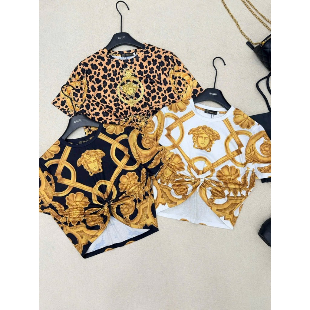 Áo croptop hoạ tiết vàng beo new
