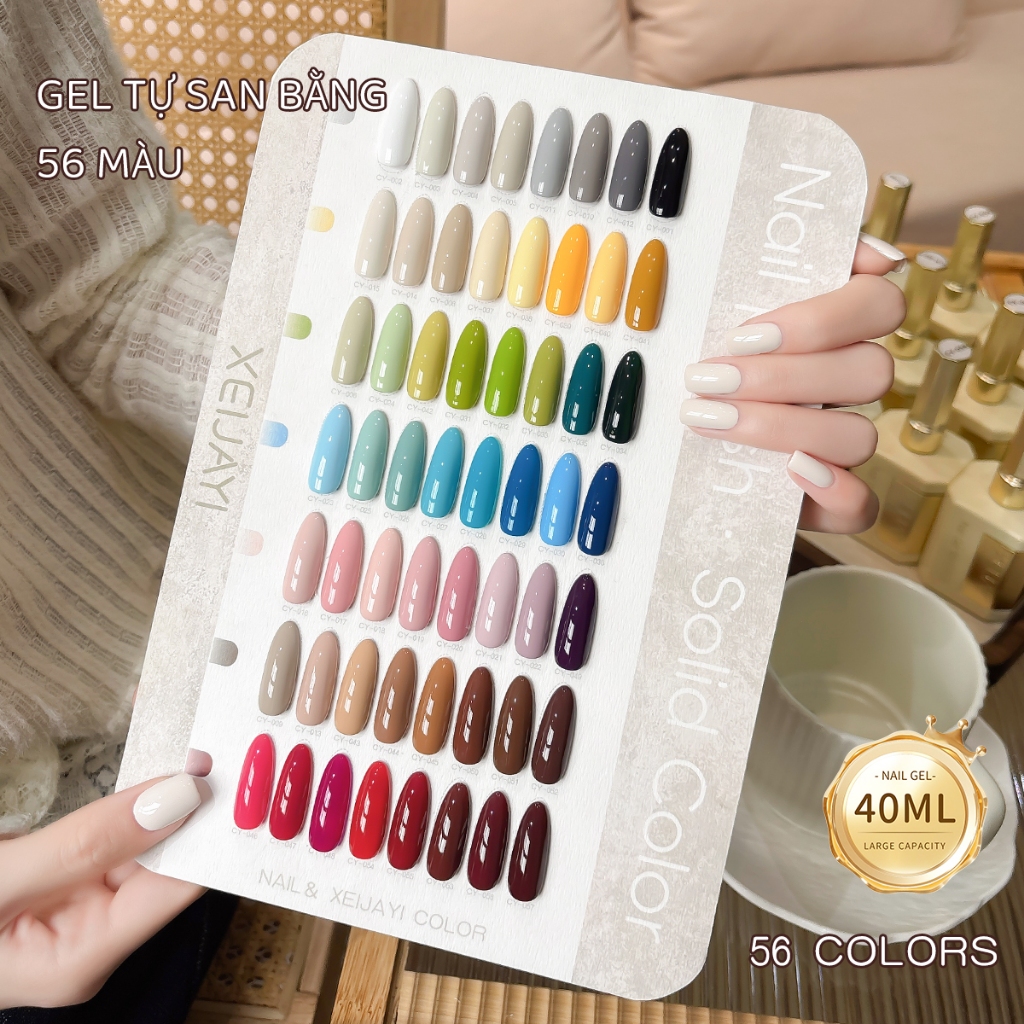 XEIJAYI 40ml - Sơn móng tay dạng gel màu đỏ và xanh dương độ bão hòa cao, dung tích lớn, 56 màu sắc để lựa chọn.