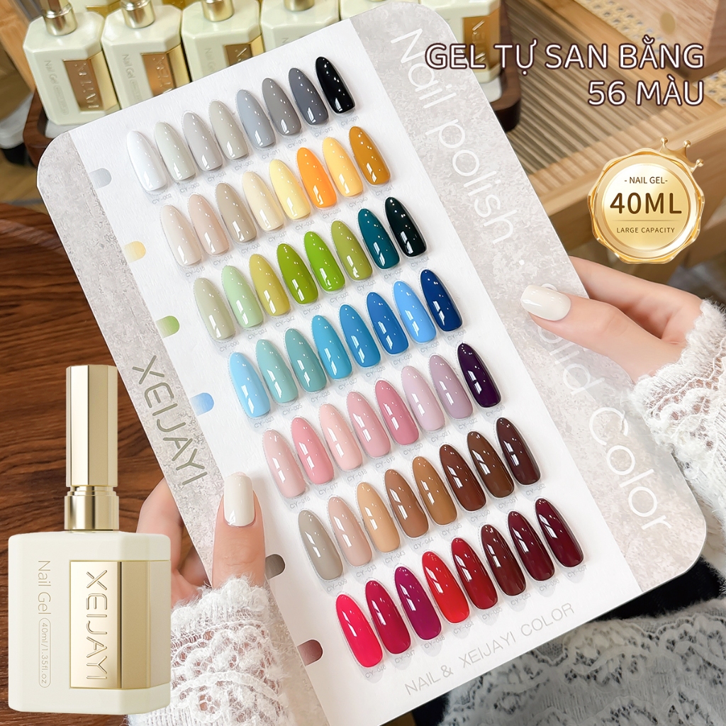 XEIJAYI 40ml - Sơn móng tay dạng gel màu đỏ và xanh dương độ bão hòa cao, dung tích lớn, 56 màu sắc để lựa chọn.