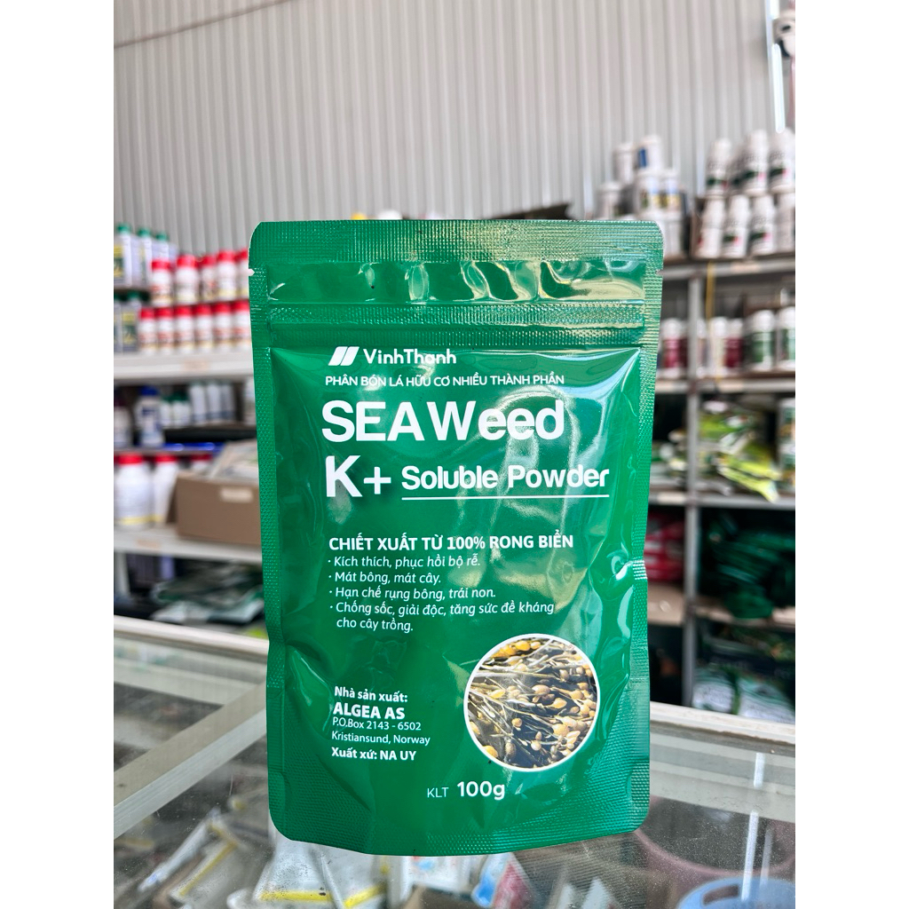 SEAWEED VĨNH THẠNH- Phục hồi rễ, giải độc, chống sốc cho cây trồng- Chiết xuất từ Rong Biển ( gói 100gr pha 1 phuy 200L)