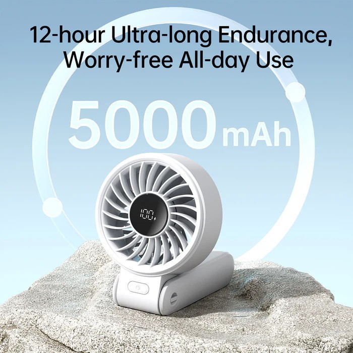 Quạt cầm tay tích điện Jisulife Life 7 5 cấp độ gió 3600/5000mAh - Sử dụng lên đến 12h - Chính hãng - BH 12 tháng