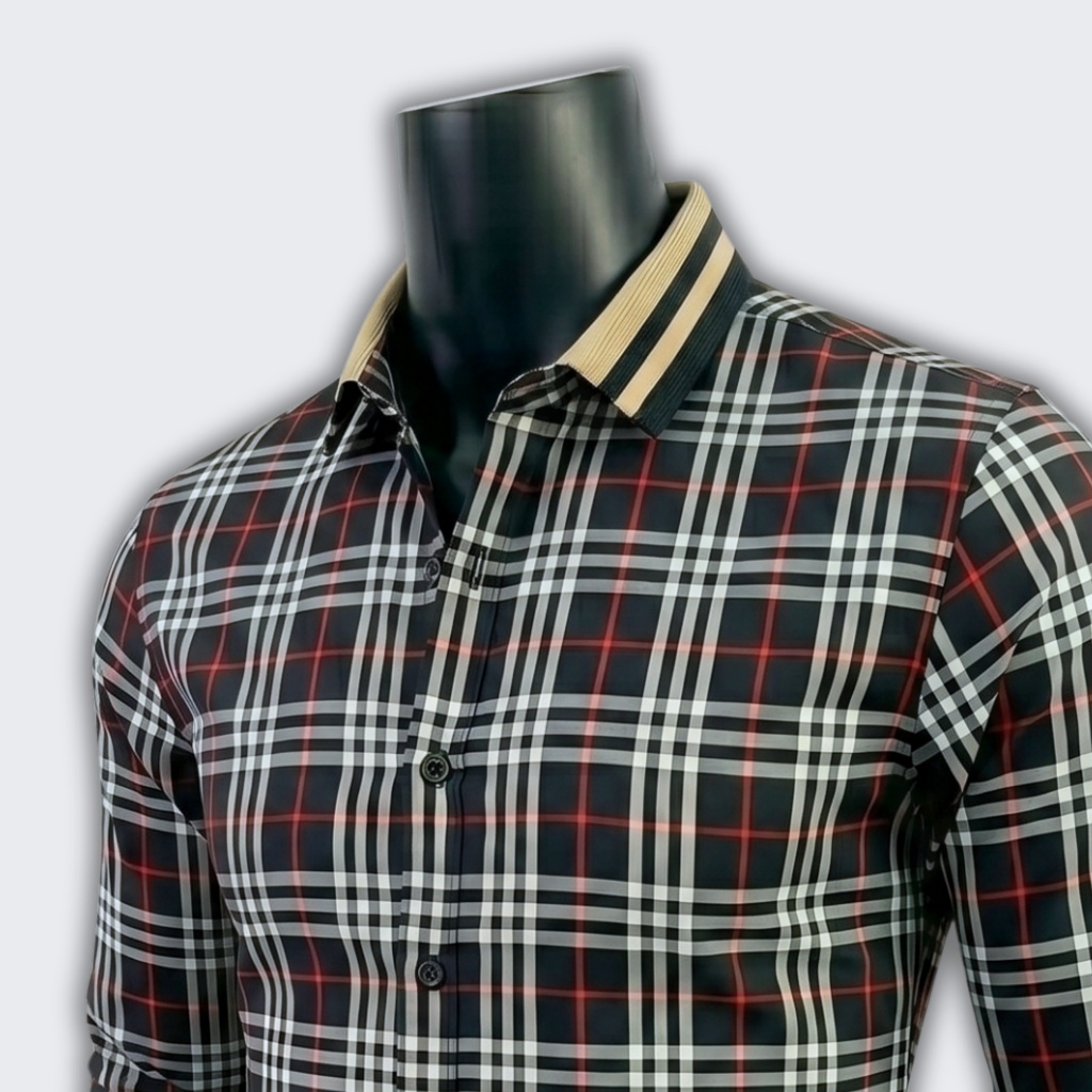 Áo Sơ Mi Caro Nam Phong Cách Hàn Quốc Tay Chun Thanh Lịch Form Slimfit Tôn Dáng Menswear