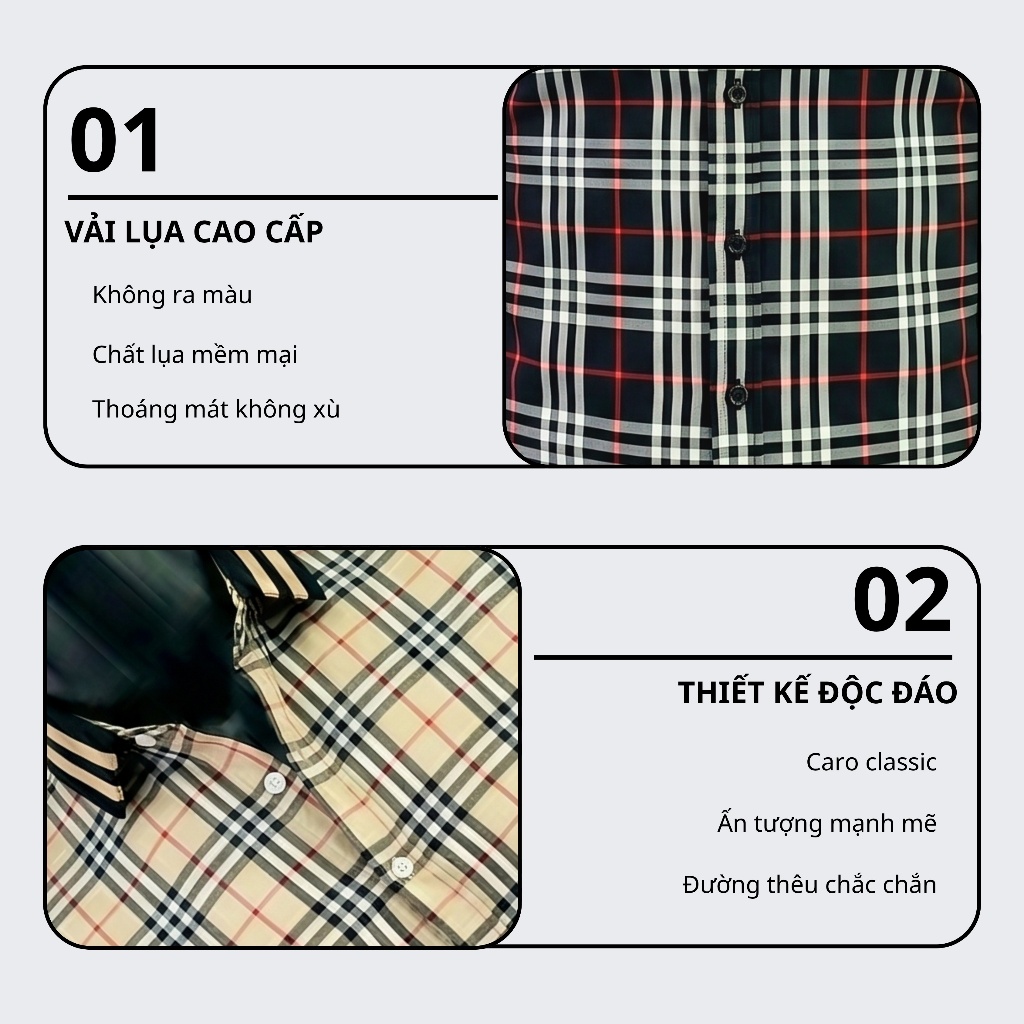 Áo Sơ Mi Caro Nam Phong Cách Hàn Quốc Tay Chun Thanh Lịch Form Slimfit Tôn Dáng Menswear