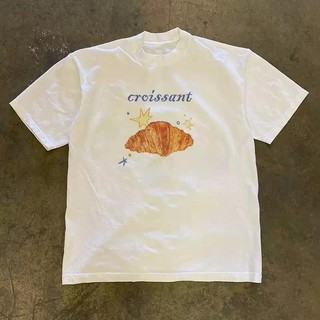 Áo Phông Cổ Tròn Nam Nữ Phối Hình Bánh Mì Croissant Trẻ Trung Chất Liệu Cotton Khô Siêu Thoáng Mát Cực