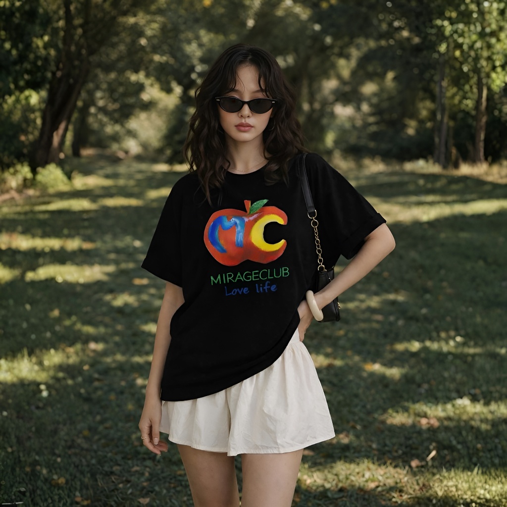 Áo Thun Boxi Đen Quả Táo Đỏ Năng Động, Chất Cotton Mềm Mịn, Có Kèm Hình Thật.