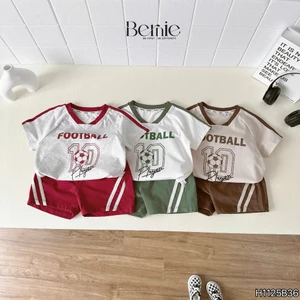 Bộ cotton thể thao football player, bộ thun phong cách thể thao khoẻ khoắn cho bé