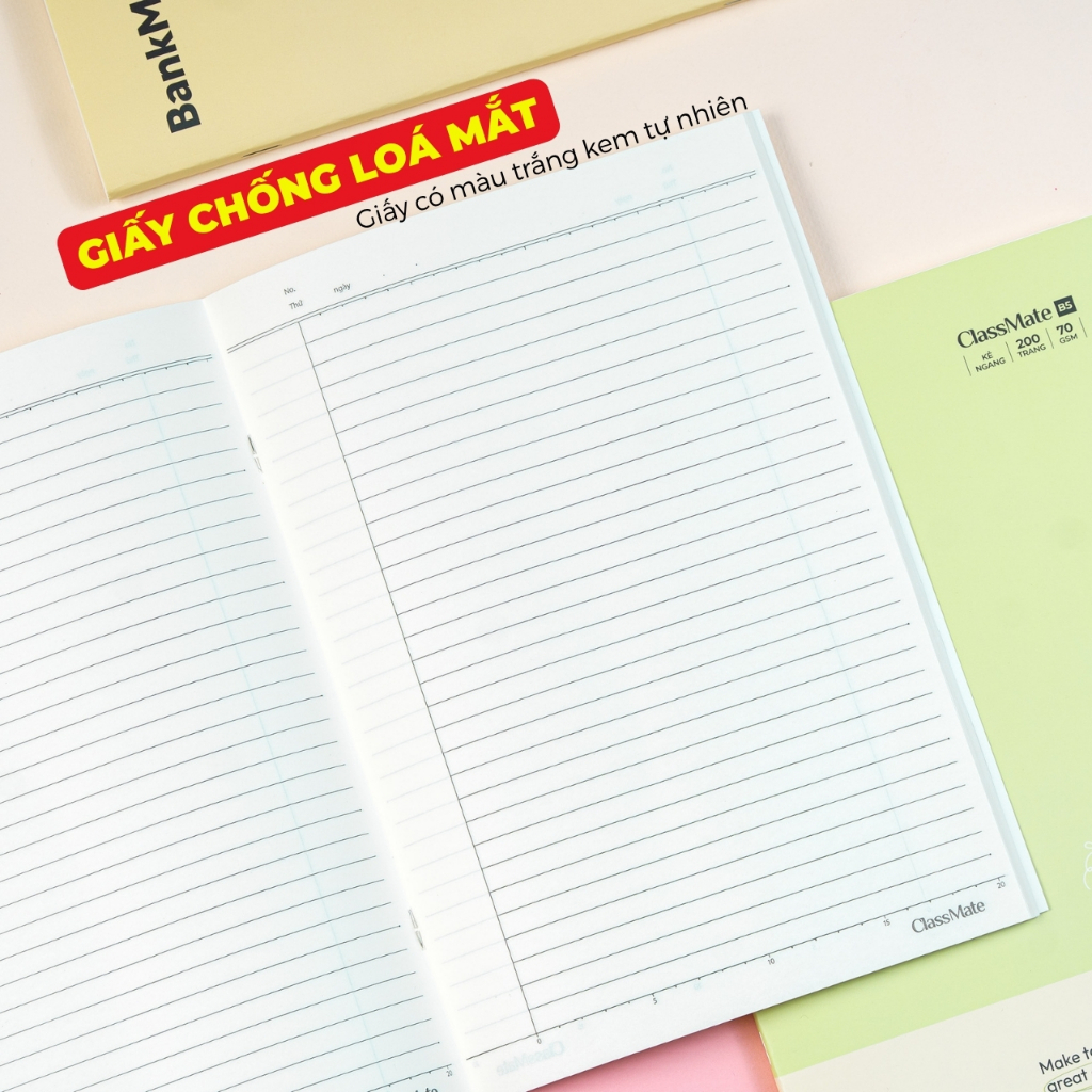 Combo 3/5/10 Vở Kẻ Ngang BankMee ClassMate Giấy Vàng Chống Loá Giấy 70GSM Ăn Mực Bìa Dày Chống Nước B5 Học Sinh Ghi Chép