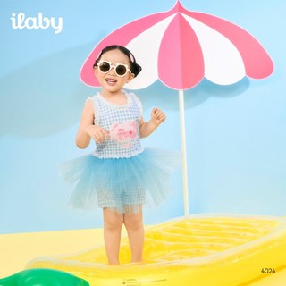 [TẶNG TÚI] Đồ bơi bé gái cao cấp ILABY HCM váy bơi caro xanh phốt lưới tutu size từ 10-43kg [4024]