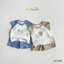 Bộ cotton mềm mát in hình, bộ thun cộc tay bé trai dễ thương