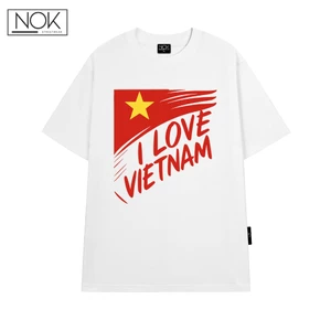 Áo thun unisex form rộng in I LOVE VIETNAM và cờ đỏ sao vàng áo phông đẹp nam nữ yêu nước NOK-NS065