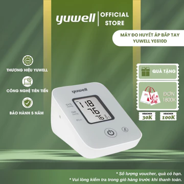 Máy đo huyết áp điện tử bắp tay YUWELL YE610D - Nhập Khẩu Chính Hãng - Bảo Hành 5 Năm
