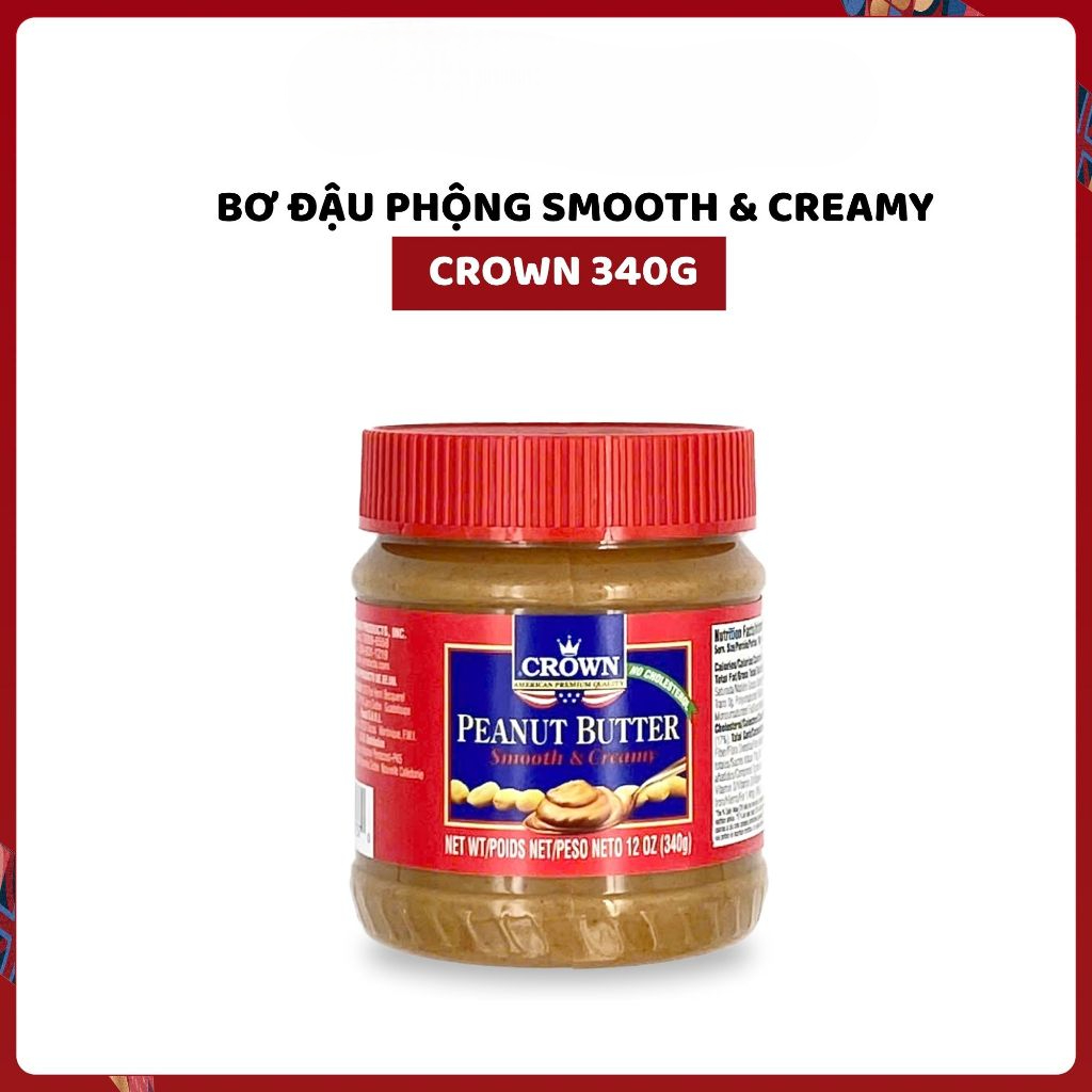 Bơ Đậu Phộng Crown 340g Úc — Vị Smooth Creamy Chunky Phết Bánh Mì Sandwich — JAPAUS GOURMET