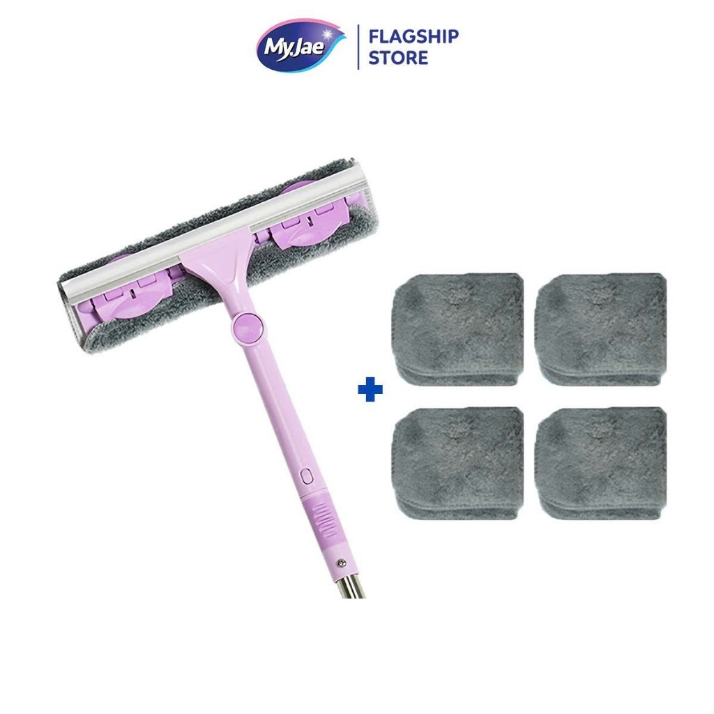 Cây Lau Kính + 4 Bông Lau Thay Thế, Gạt Chùi Kính Đa Năng 2 Trong 1 MyJae
