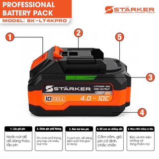 Pin 10 Cell Starker Vỏ Chống Sốc Chân Pin Phổ Thông Dung Lượng Cao