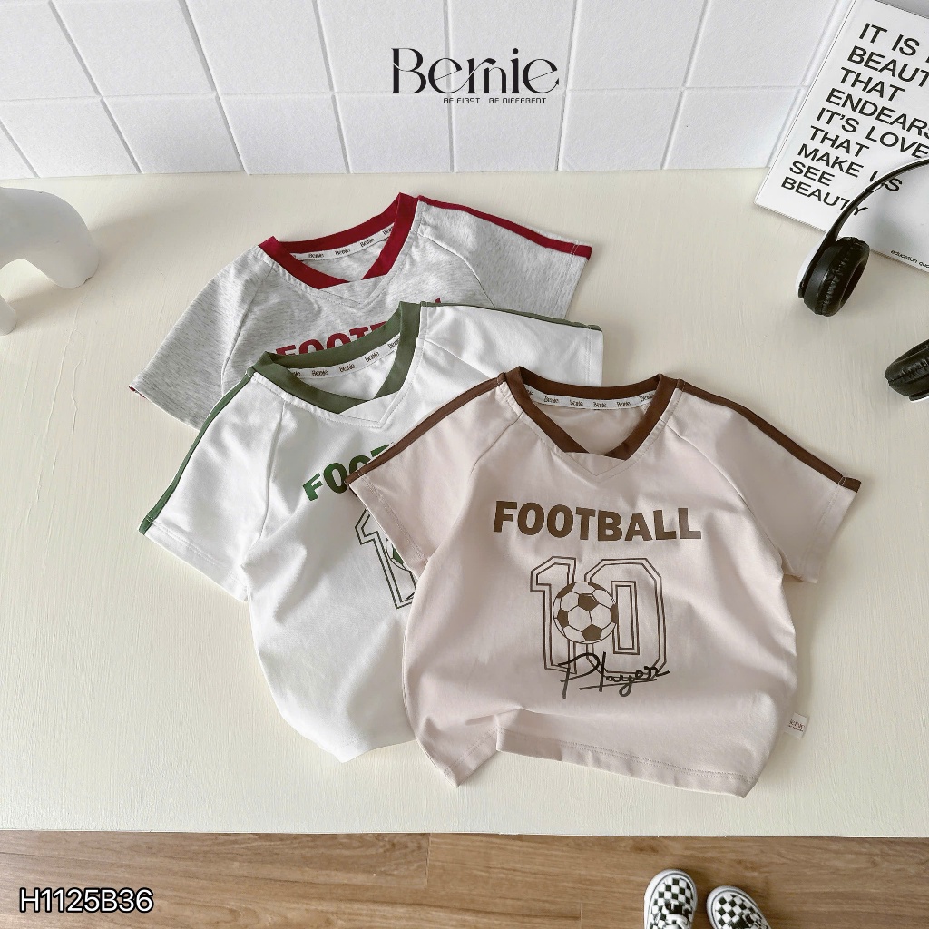 Bộ cotton thể thao football player, bộ thun phong cách thể thao khoẻ khoắn cho bé