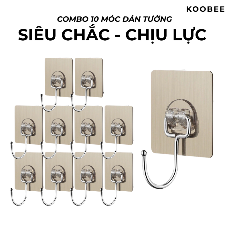 Combo 10 Móc Dán Tường Chịu Lực Siêu Dính Treo Đồ, Vật Dụng Đa Năng Tiện Ích, Không Cần Khoan Đục | 346