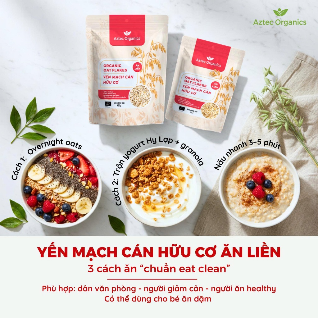 YẾN MẠCH CÁN HỮU CƠ ĂN LIỀN Aztec Organics