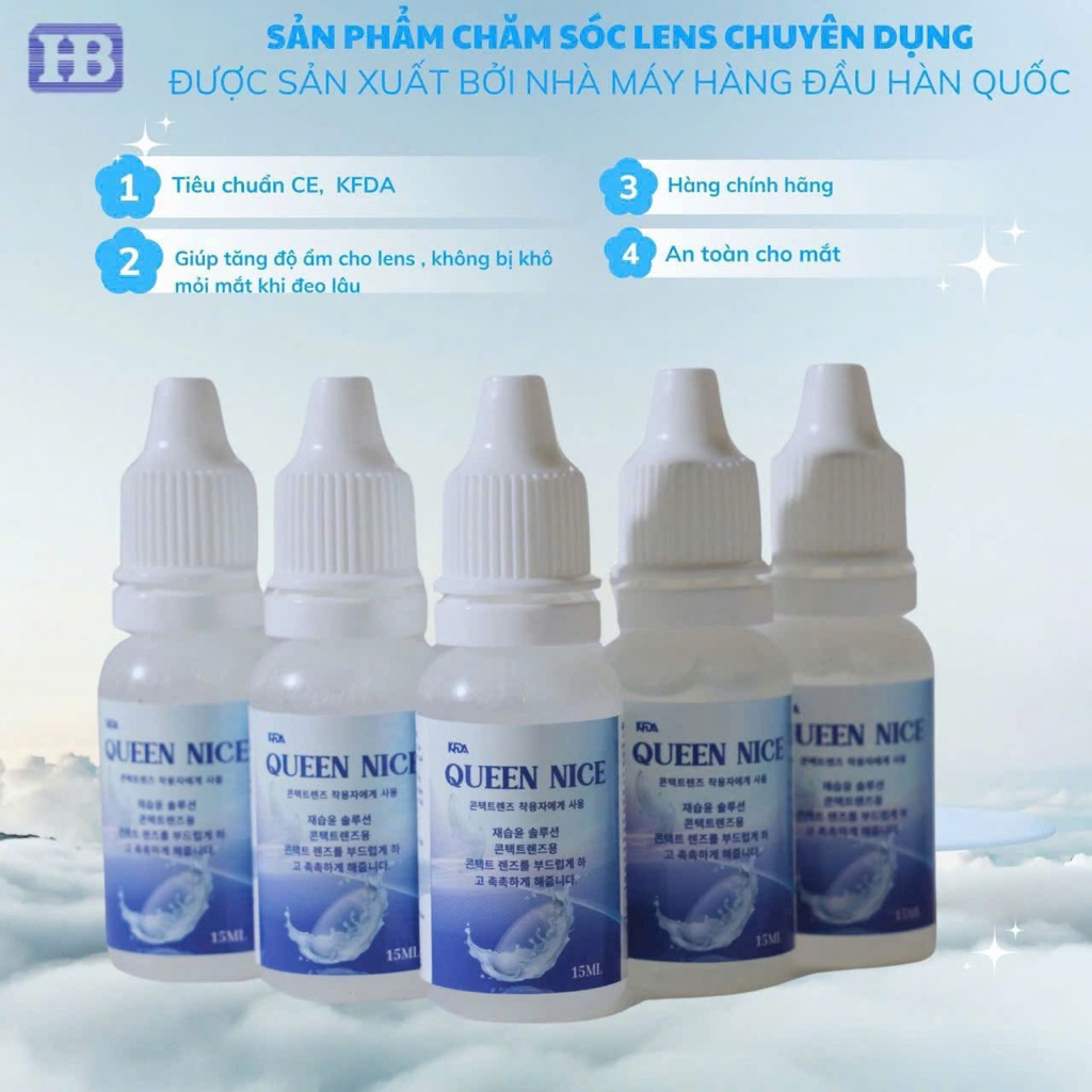 (Queen Vision) Nước ngâm lens - Nước nhỏ mắt lens (phụ kiện kính áp tròng)