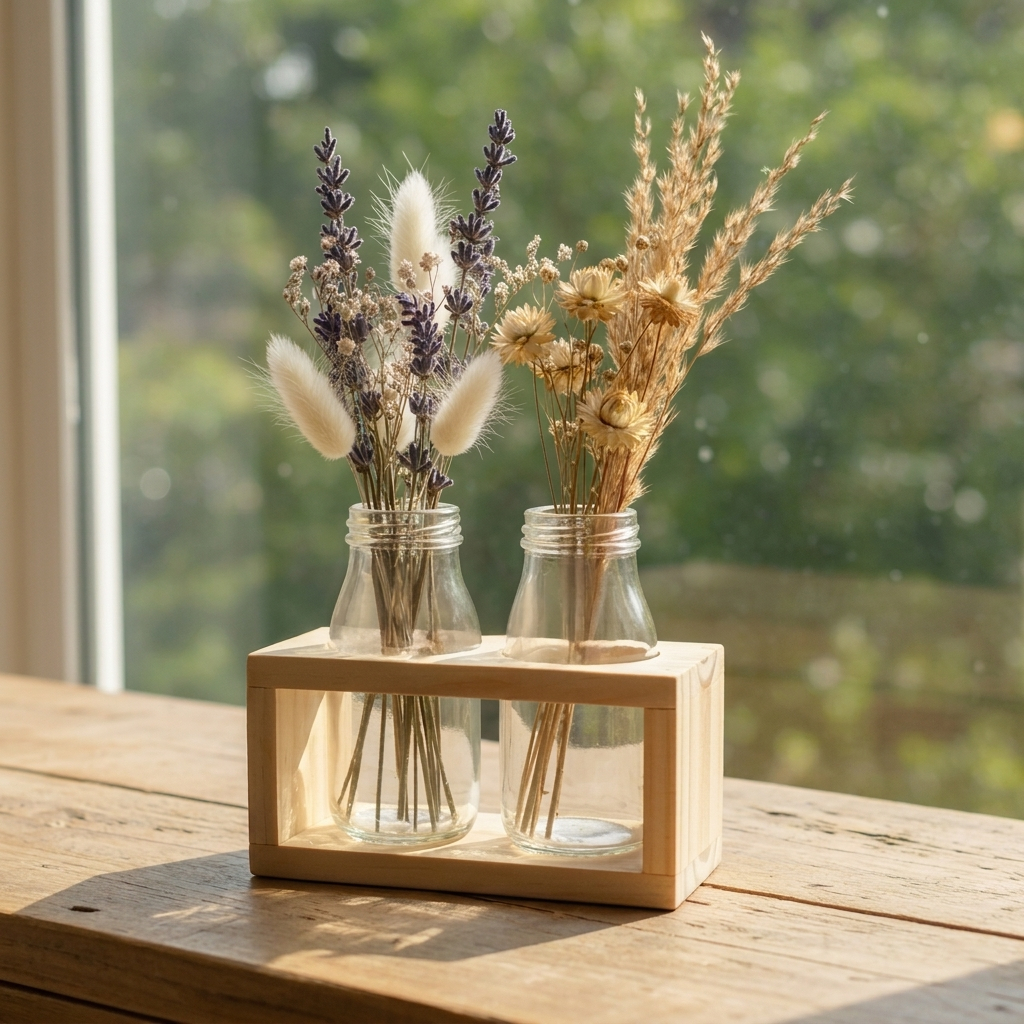 Kệ Gỗ Decor Cắm Hoa Thủy Tinh Để Bàn - Bình Thủy Sinh Trang Trí Bàn Làm Việc Phong Cách Vintage Tối Giản (1, 2, 3 Ô)
