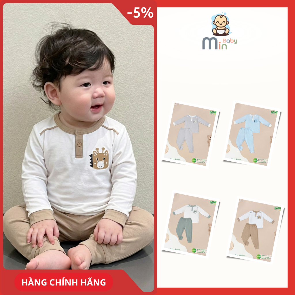Bộ Dài Tay Bé Trai Anminaza Vải Sợi Tre Petit Thoáng Mát Mềm Mịn - Hàng Chính Hãng AMI0410