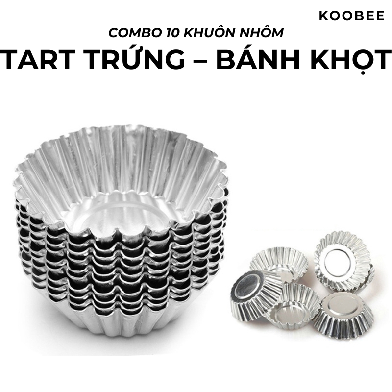 Combo 10 Khuôn Làm Bánh Tart Trứng, Bánh Bò, Bánh Khọt, Hàu Nướng – Dẫn Nhiệt Tốt, Dễ Vệ Sinh, Tái Sử Dụng | PKB17