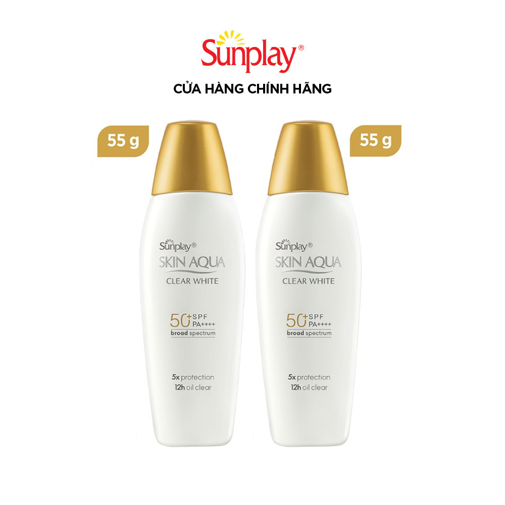 [VB] COMBO 2 x Sữa chống nắng hằng ngày dưỡng trắng Sunplay Skin Aqua Clear White SPF 50+, PA++++ 55g - Eco Vietnam
