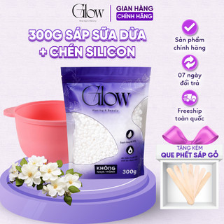 Combo 300Gr Dừa Hồng Cao Cấp Dùng Cho Da Nhạy Cảm GLOW WAXING + Chén Nấu Sáp Silicone CHE TÊN