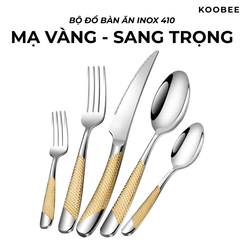 Bộ Dao Thìa Nĩa Inox 410 Bít Tết Cao Cấp Mạ Vàng Star Diamond - Dùng Cho Nhà Hàng, Khách Sạn, Tiệc Buffet | 357
