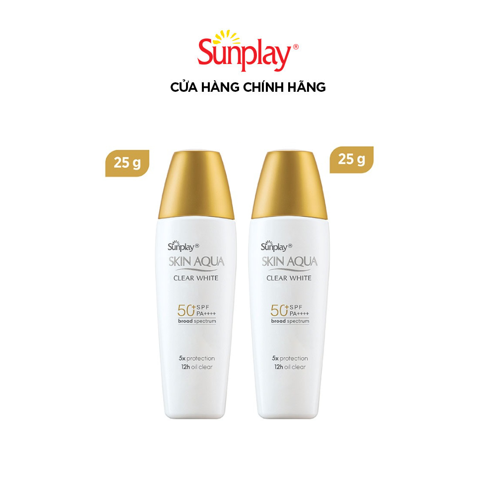 [VB] COMBO 2 Sữa chống nắng hằng ngày dưỡng trắng Sunplay Skin Aqua Clear White SPF 50+, PA++++ 25g - Eco Vietnam