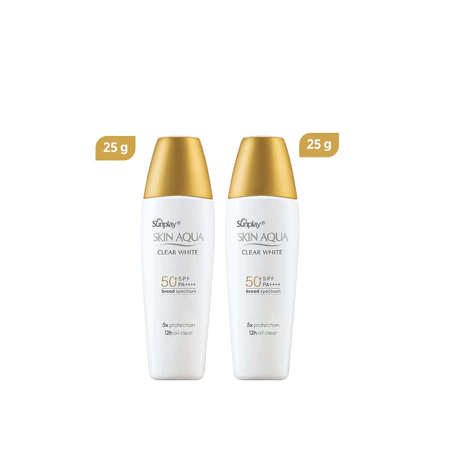 [VB] COMBO 2 Sữa chống nắng hằng ngày dưỡng trắng Sunplay Skin Aqua Clear White SPF 50+, PA++++ 25g - Eco Vietnam