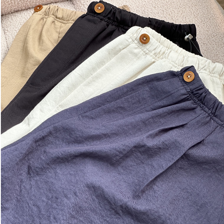 Quần short đũi cạp chun dây rút Uni Short quần đùi bầu vải đũi, dáng suông rộng, mát lạnh  BY L'AMM