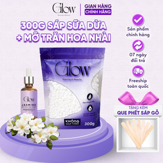 Combo 300Gr Sáp Wax Lông Sữa Dừa Premier Cao Cấp GLOW WAXING + Mỡ Trăn Nguyên Chất 10ml CHE TÊN
