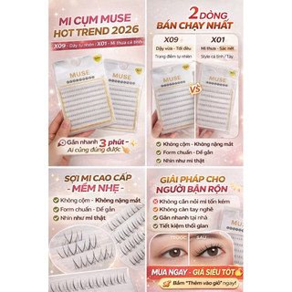 Mi Muse X09 (dày – đều – tự nhiên) Mi Muse X01 (thưa – sắc – cá tính)