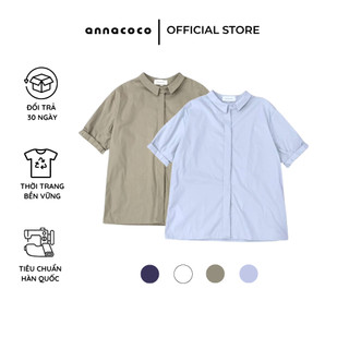 [HOẢ TỐC] Áo Sơ Mi Nữ Cổ Trụ Tay Ngắn Form Suông Phong Cách Công Sở Hàn Quốc | Sander Shirt Premium
