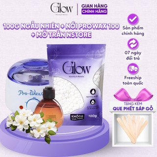 Set Nồi Nấu Sáp Wax Lông Pro Wax 100 GLOWWAXING +100gr Sáp Wax Lông + 75gr Mỡ Trăn Nstore - 8582