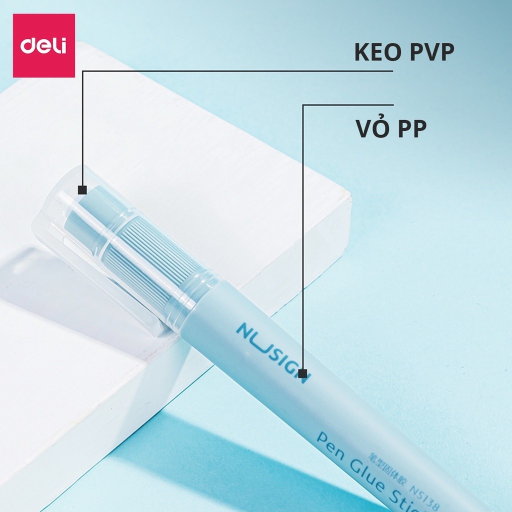 Hồ Keo Khô Deli Dạng Bút – An Toàn Trẻ Em, Không Độc Hại, Không Formaldehyde – Keo Trong, Dính Tốt – Màu Gradient Đẹp